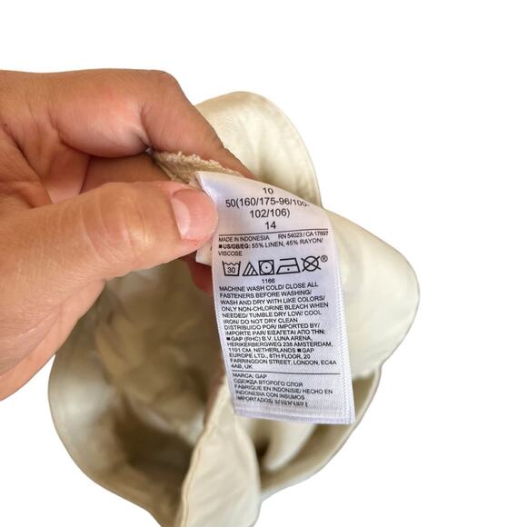 Gap Linen Wide Leg Pleated Trousers High Rise Dress Pants Beige Tan Size 10 - Picture 10 of 10